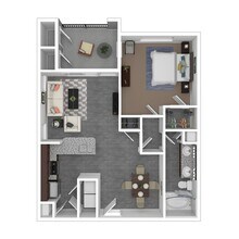 1 Bed 1 Bath 924 SqFt (804 Net) 2217 floor plan